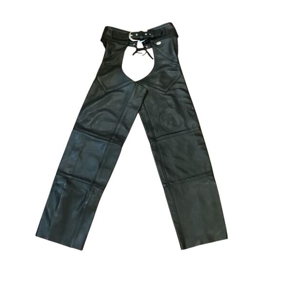 Harley-Davidson 98480 Leather Motorcycle Women’s Chaps Black Genuine Size Small - Picture 1 of 15